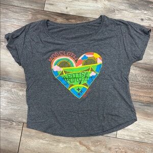 Gray Graphic T-Shirt with Heart Design